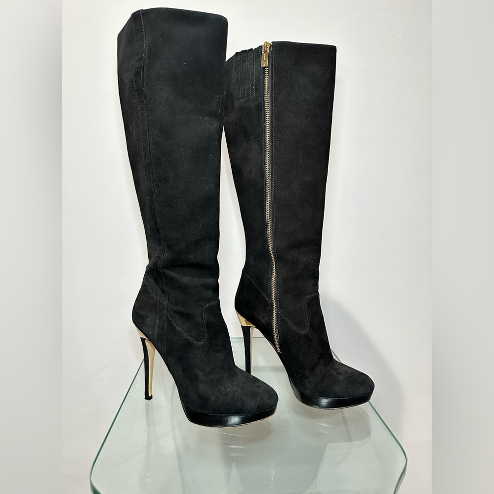 Michael Kors Black Suede Knee-High Boots in Size 7M.